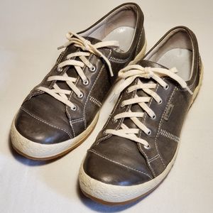 Josef Seibel Women's Sz 39 Caspian Sneaker Lace Imolo Grigio Leather Shoe 8 8.5